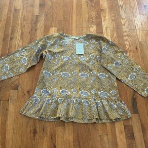 V neck mustard yellow floral tunic